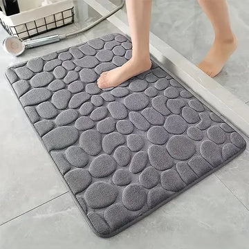 3D Cobblestone Bath Mat – Non-Slip & Quick-Dry