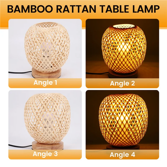 Bamboo Rattan Lamp – Japanese Style Bedside Light